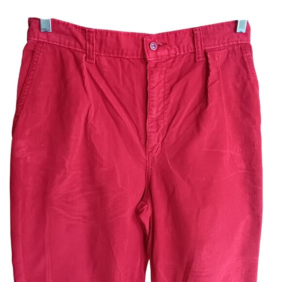 29x32 Vintage 80's Britannia Cherry Red Corduroy Preppy Pants High Waist - Picture 3 of 5